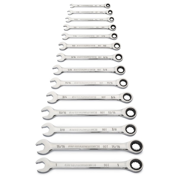 Gearwrench 14 Piece 90-Tooth 12 Point SAE Combination Ratcheting Wrench Set - 86959