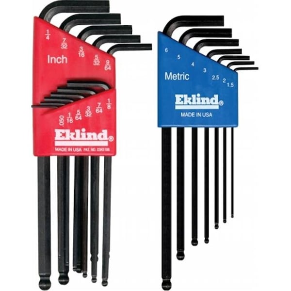 Eklind Eklind Tool Ball End Hex Keys Standard & Metric 18 Piece Set 13218 - 13218