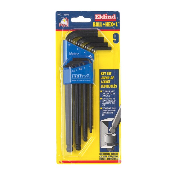Eklind Eklind Ball-Hex-L Metric Long Arm Ball End Hex L-Key Set 9 pc - 13609