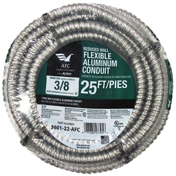 Afc Cable Systems AFC Cable Systems 5601-22-AFC 0.38 in. x 25 ft. Reduced Flex Wall Aluminum Conduit - 568046
