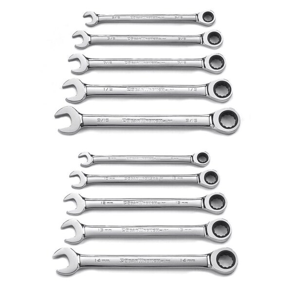 Gearwrench GEARWRENCH 12 Point Metric and SAE Ratcheting Combination Wrench Set 10 pc - 9418