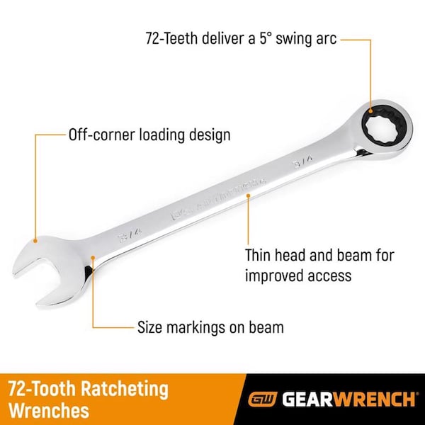 Gearwrench GEARWRENCH 12 Point Metric and SAE Ratcheting Combination Wrench Set 10 pc - 9418