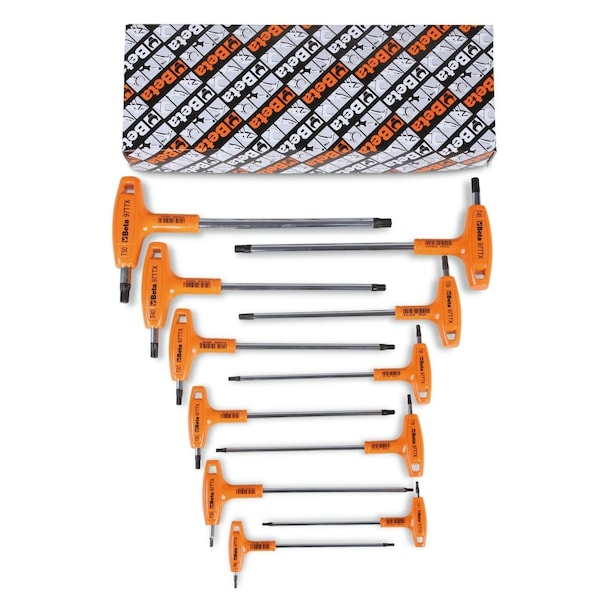 Beta 97TTX Set of 11 T-Handle Torx Key with Ergonomic Handle, T8 - T50 - 000970800