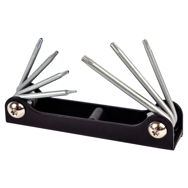 Multicomp Pro Hex Key Set, 7 Pieces, T5/T6/T7/T8/T9/T10/T15 Metal Folding Tamper Star Wrenches - MP008581
