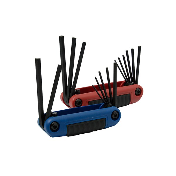 Urrea Bimaterial handle folding SAE and metric hex key set 16Pc - 49816