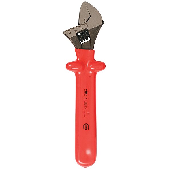 Wiha Adj. Wrench, Insulated, 8", 1" Cap., Natural - 76208