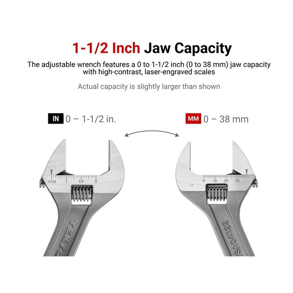 Tekton 6 Inch Adjustable Wrench 1-1/2 in. Jaw Capacity - WSA04122