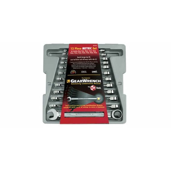 Gearwrench 12 Piece 72-Tooth 12 Point Ratcheting Combination Metric Wrench Set - 9412