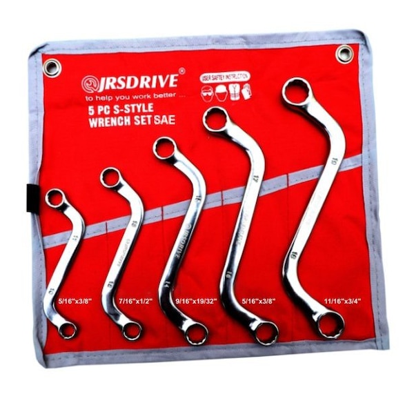 Jrsdrive S-Type Spanner Chrome Vanadium Steel Elliptical Model In Cp Matt Finish Set Of 5 Pcs Metric - E-2004S