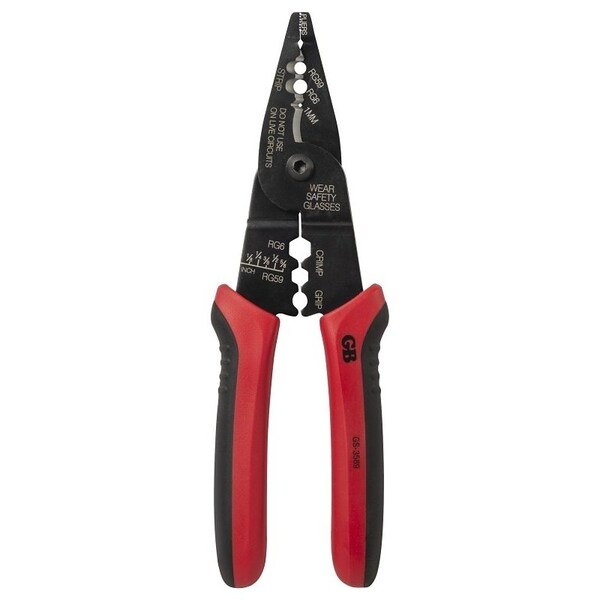 Gb Gardner Bender Cutter and Stripper, 3/8 in Wire, 3/8 in Cutting Capacity, 8 in OAL, Cushion-Grip Handle - GS-3589