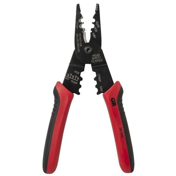 Gb Gardner Bender Cutter and Stripper, 3/8 in Wire, 3/8 in Cutting Capacity, 8 in OAL, Cushion-Grip Handle - GS-3589