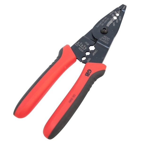 Gb Gardner Bender Cutter and Stripper, 3/8 in Wire, 3/8 in Cutting Capacity, 8 in OAL, Cushion-Grip Handle - GS-3589