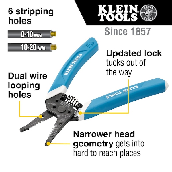 Klein Tools Klein-Kurve Wire Stripper / Cutter, 8-20 AWG - K11095
