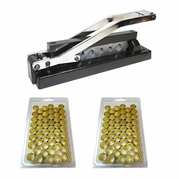 Interstate Pneumatics Heavy-Duty Bench Crimper (H8) with Ferrules 0.625 Inch ID x 1 Inch & 0.656 Inch ID x 1 Inch, PK 50 - H8-KIT