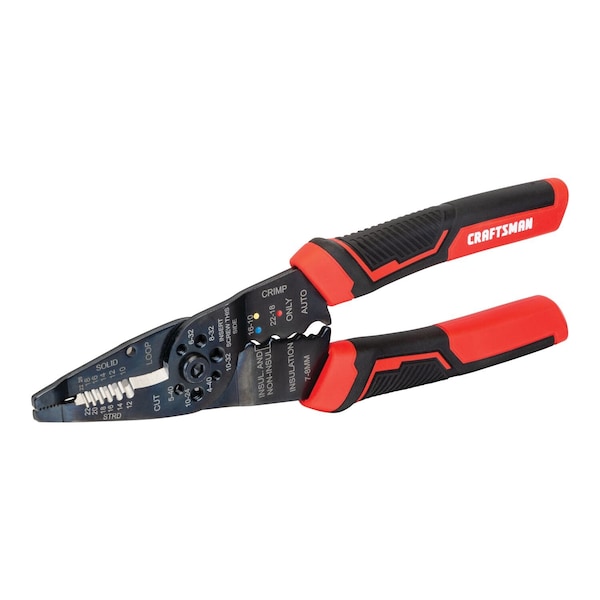 Craftsman Wire Stripper, Crimp, 10 to 22 AWG, 8" L - CMHT81714