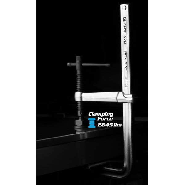 Capri Tools 12 in Heavy Duty All Steel Bar Clamp, 5-1/2 in Throat Depth - CP11031