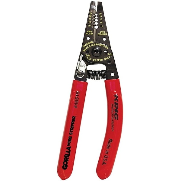 King Innovation Wire Stripper, 10 to 20 AWG Stripping, 6 in OAL, Ergonomic Handle - 46515
