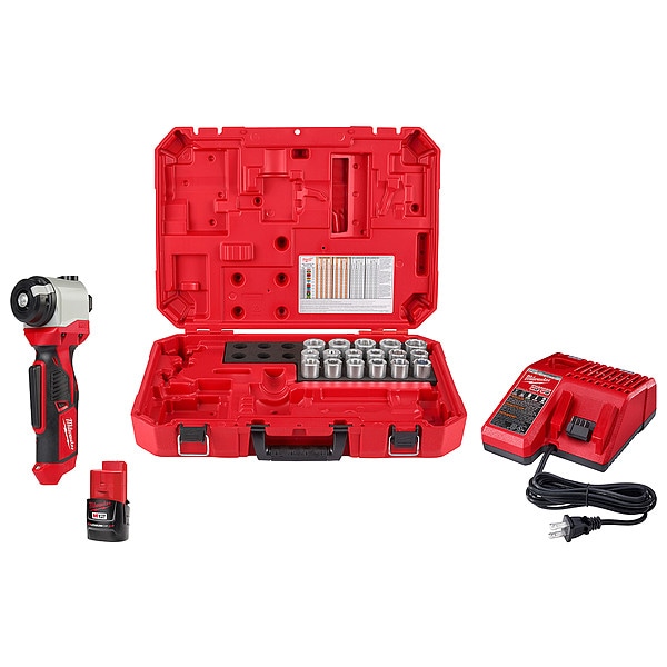 Milwaukee Tool M12 Cable Stripper Kit with 17 Cu THHN / XHHW Bushings - 2435CU-21S