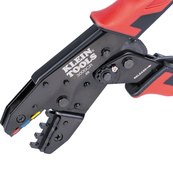 Klein Tools Ratcheting Heat Shrink Terminal Crimper, 10 to 22 AWG Wire - 3007CR