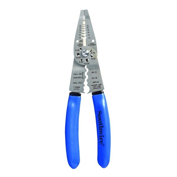 Southwire Multi-Purpose Stripper/Crimper Tool, 20 to 10 AWG Solid, 20 to 12 Stranded Stripping, 8-1/8 in OAL - MPLN