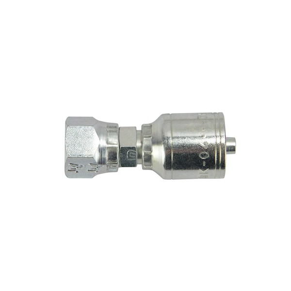 Intertraco Hydraulic Crimp Hose Fitting - SAE 37 Degree JIC F - Swivel 1/2 ID, 7/8-14 Thread - 472610