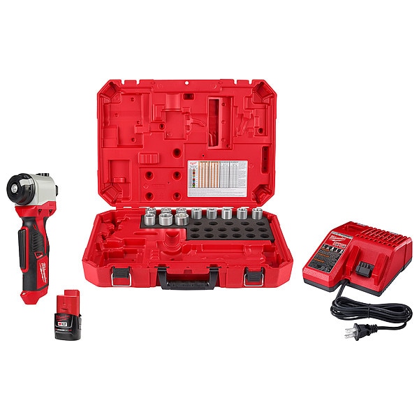 Milwaukee Tool M12 Cable Stripper Kit with 11 Al THHN / XHHW Bushings - 2435AL-21