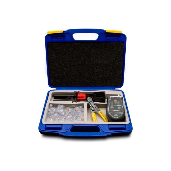 Jewell Instruments Paper Triplett High-Speed, Pass-Thru RJ45 Tool Kit w/ Crimp Tool, Connectors, Wire Cutter, Cable Testers - HS-TK