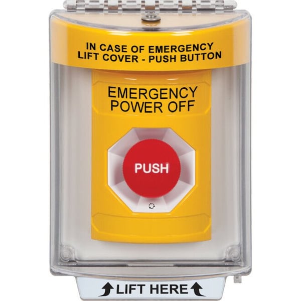 Botón de paro de emergencia de apagado de energía de Tecnología de Seguridad Internacional, 2-7/8" D - SS2231PO-EN