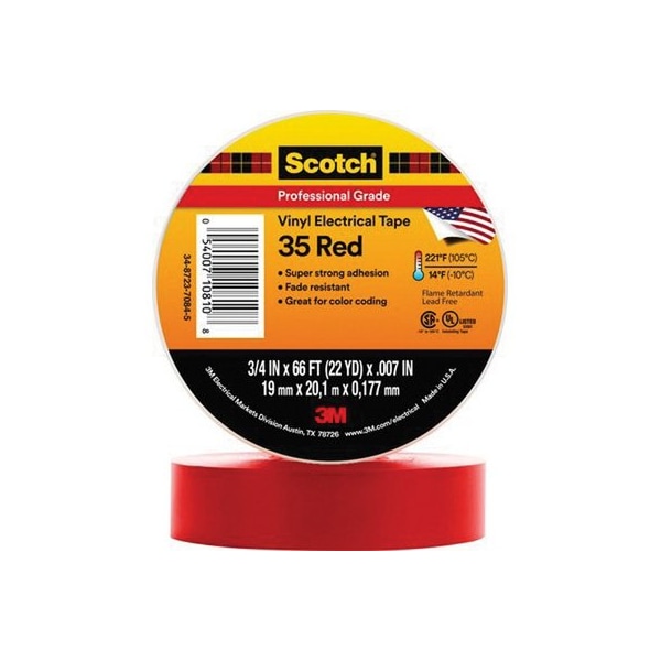 3M 35 ROJO 3/4 pulgadas X 66 pies CINTA DE VINILO VHB - 7000006094