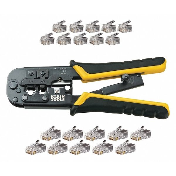 Klein Tools 7 1/2 in Crimper and Connector Kit Ethernet, RJ45 - VDV226-817