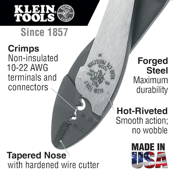 Klein Tools 9 3/4 in Crimper 10 to 22 AWG - 1006