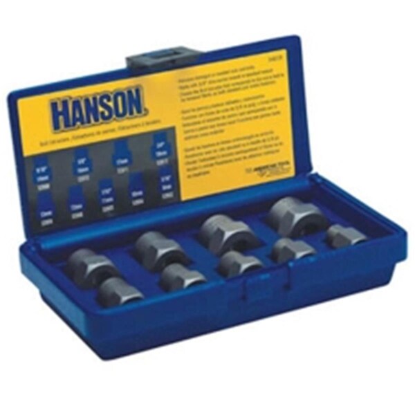 Hanson Bolt Extractor Set 9Pc 8Mm-19Mm with .38 Inch Drive - HA625578