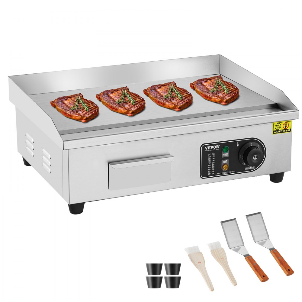VEVOR Commercial Electric Griddle 3200 W Countertop Flat Top Grill 122℉-572℉ - SYKDBLQP10MMES819V4