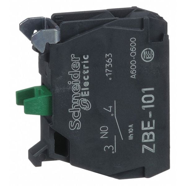 Bloque de contacto Schneider Electric, Momentáneo, 1NA, 22 mm, 10A @ 600V CA, Terminal de tornillo de sujeción - ZBE101
