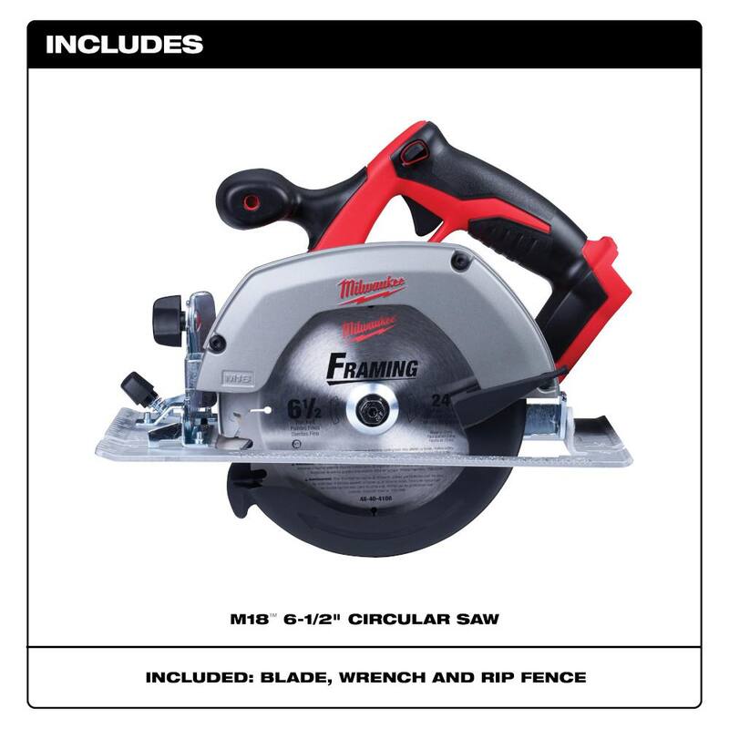 Juego de llave de impacto inalámbrica sin escobillas Milwaukee M18 FUEL de 18 V con batería de iones de litio de 1/4 de pulgada y sierra circular de 6-1/2 pulgadas - 2953-22-2630-20