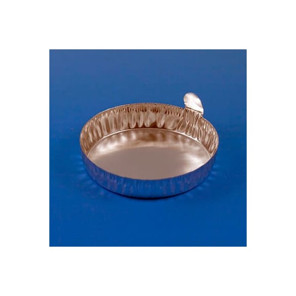 Globe Scientific Aluminum Weighing Dish, 70mm With Tab, 2.0g/80mL, Crimped Side, 1000/Pack - 8307