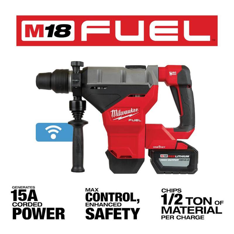 Kit de martillo rotativo inalámbrico sin escobillas Milwaukee M18 FUEL ONE-KEY de 18V 1-3/4 in. SDS-MAX y llave de impacto M18 FUEL - 2718-22HD-2962P-20