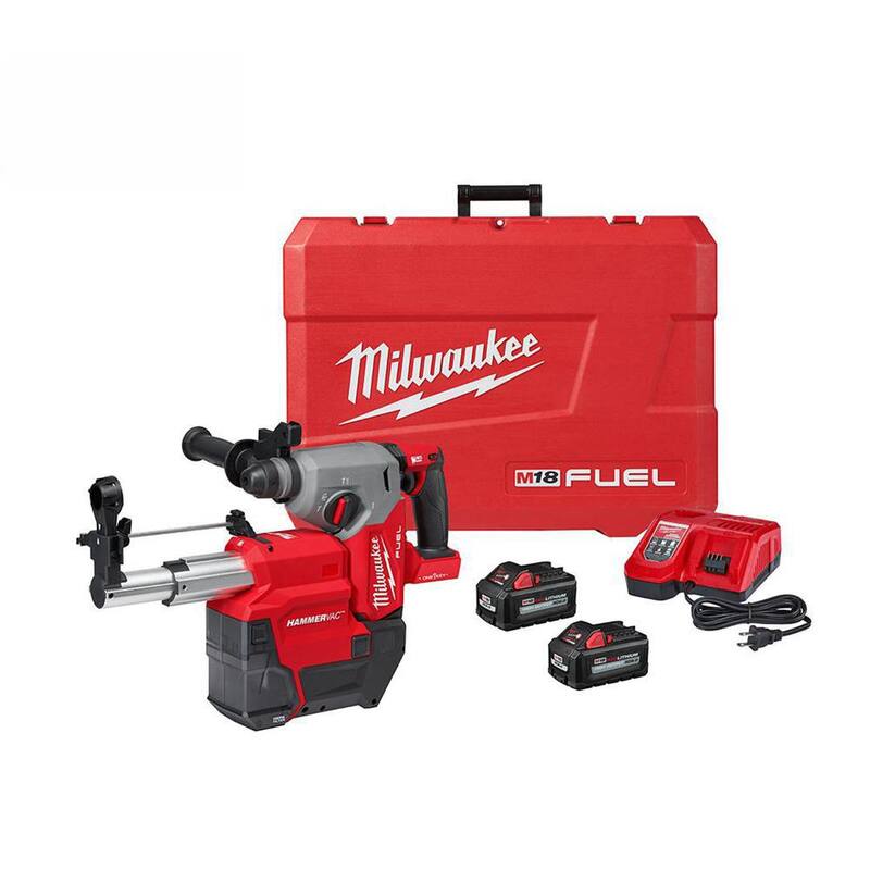 Rotomartillo inalámbrico Milwaukee M18 FUEL ONE-KEY de 18V con tecnología de iones de litio y sin escobillas de 1 pulgada SDS-Plus, junto con llave de impacto de torque medio M18 FUEL - 2914-22DE-2962P-20.