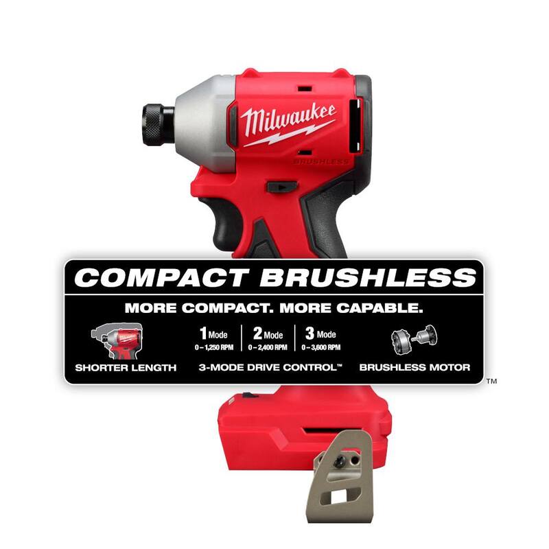 Milwaukee M18 18-Volt Lithium-Ion Compact Brushless Cordless 1/4 in. Impact Driver con Batería M18 5.0Ah y Cargador - 3651-20-48-59-1850