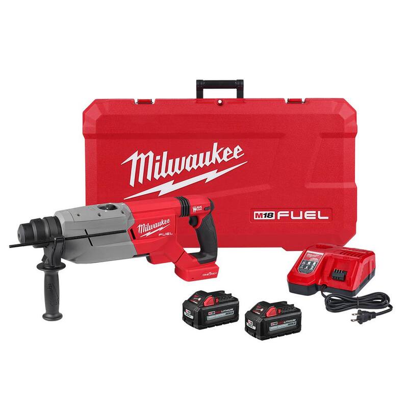 Milwaukee M18 FUEL ONE-KEY 18V Lithium-Ion Brushless Cordless 1-1/4 in. SDS-Plus D-Handle Rotary Hammer Kit with Impact Wrench - 2916-22-2962P-20
