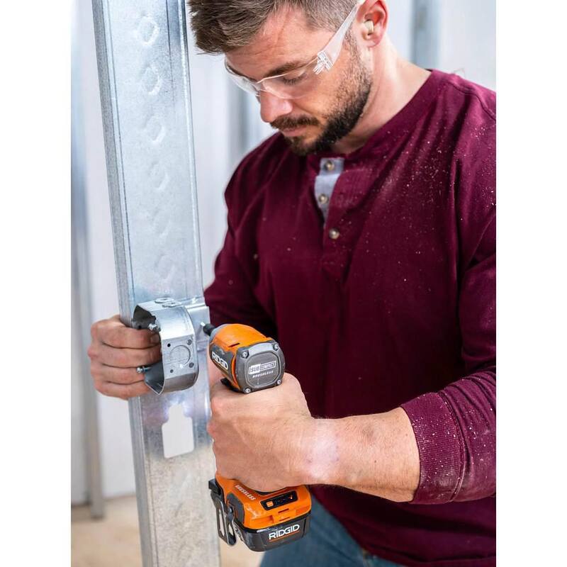 Kit de Atornillador de Impacto Inalámbrico Brushless Subcompacto de 18V RIDGID con Batería de 2.0 Ah, Cargador y Bolsa de Herramientas - R872311K