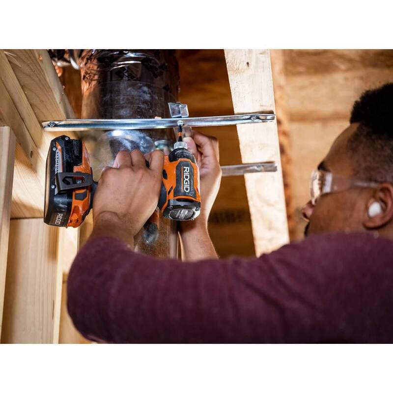 Kit de Atornillador de Impacto Inalámbrico Brushless Subcompacto de 18V RIDGID con Batería de 2.0 Ah, Cargador y Bolsa de Herramientas - R872311K