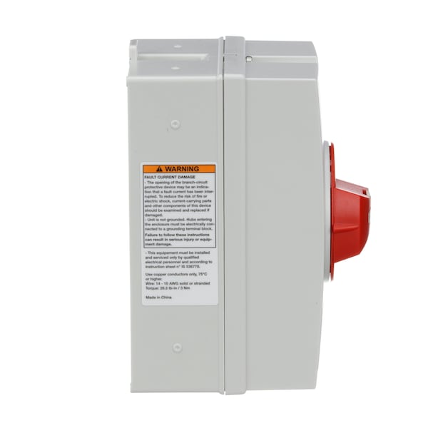 Interruptor de desconexión de un solo polo cerrado sin fusible Square D, 30 A, 220 a 240V AC, 440 a 480V AC, 600V AC - MD3304X