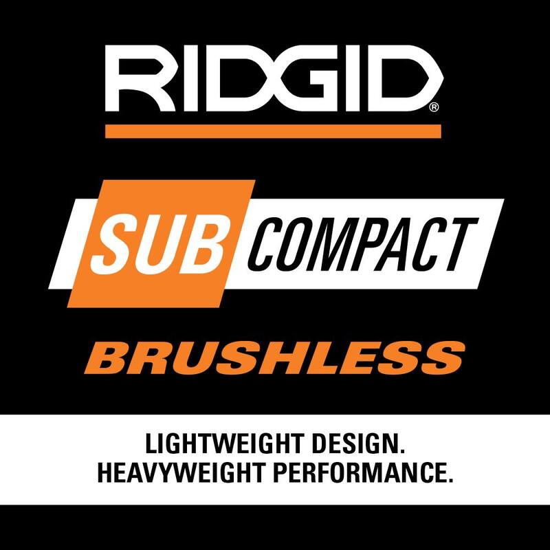 Kit de impacto inalámbrico sin escobillas RIDGID 18V SubCompact con batería de 2.0 Ah, cargador y batería adicional de 2.0 Ah - R8723K-AC8400802