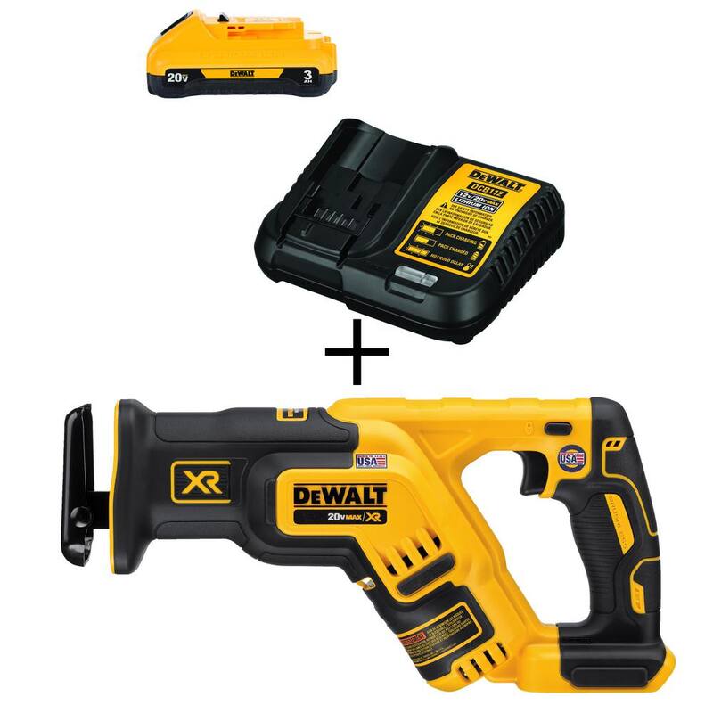 Sierra reciproca compacta inalámbrica sin escobillas DEWALT 20V MAX XR, (1) Batería de iones de litio 20V 3.0Ah y Cargador 12V-20V MAX - DCS367BW230C