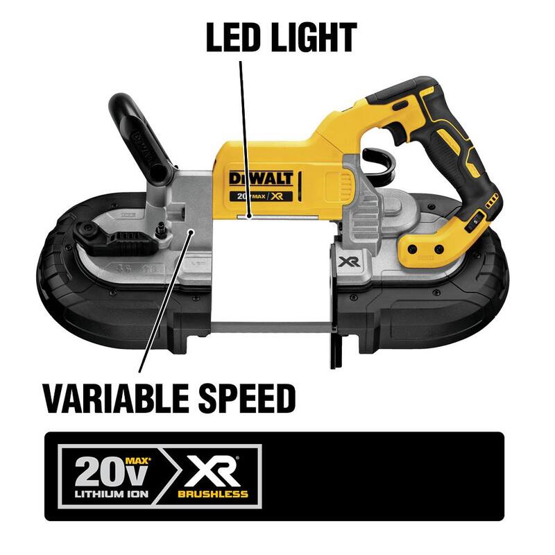 Sierra de cinta sin escobillas DEWALT 20V MAX XR inalámbrica de corte profundo, Amoladora de 4.5 pulgadas y (1) Batería de 20V de iones de litio Premium de 5.0Ah - DCS374BW413205C