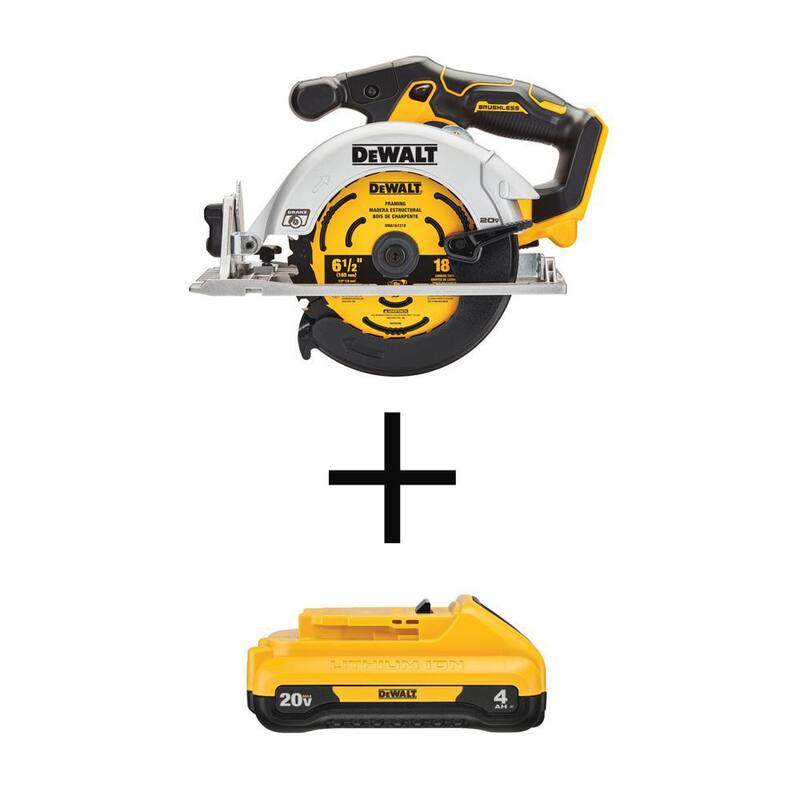 Si traduzco el título sin la marca del producto, quedaría así:

"Sierra circular inalámbrica sin escobillas DEWALT 20V MAX de 6-1/2 pulgadas con paquete de batería de litio compacta de 20V MAX de 4.0Ah - DCS565BWDCB240"
