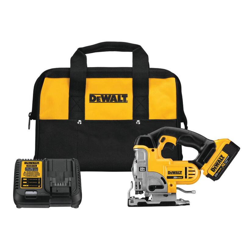 Kit de sierra caladora inalámbrica DEWALT 20V MAX, lijadora orbital aleatoria sin escobillas de 20V y 5 pulgadas, y (1) batería de 20V 4.0Ah - DCS331M1WDCW210.