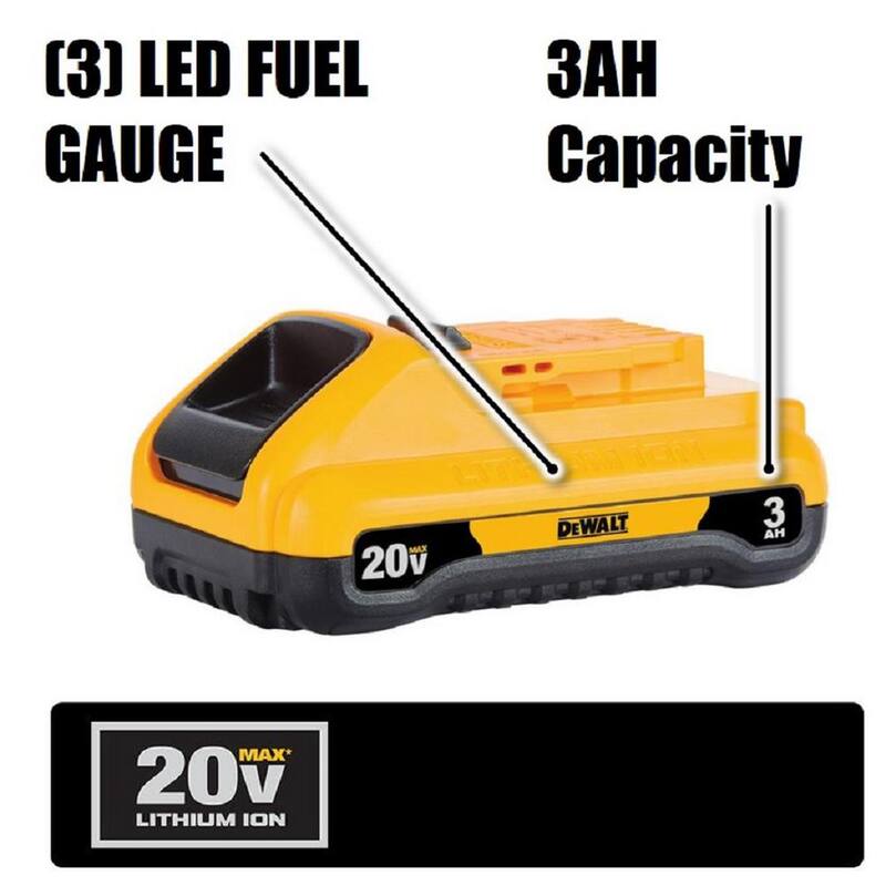 SIERRA DE CINTA INALÁMBRICA DE IONES DE LITIO DE 20V MAX DE DEWALT Y BATERÍA DE IONES DE LITIO COMPACTA DE 20V MAX DE 3.0Ah - DCS371BWDCB230
