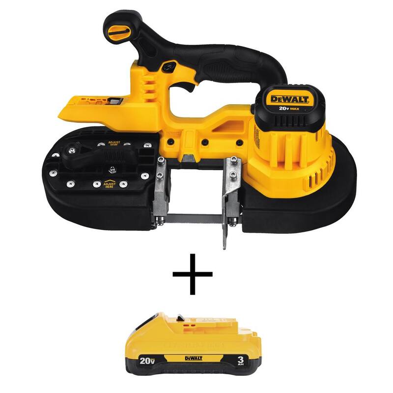 SIERRA DE CINTA INALÁMBRICA DE IONES DE LITIO DE 20V MAX DE DEWALT Y BATERÍA DE IONES DE LITIO COMPACTA DE 20V MAX DE 3.0Ah - DCS371BWDCB230